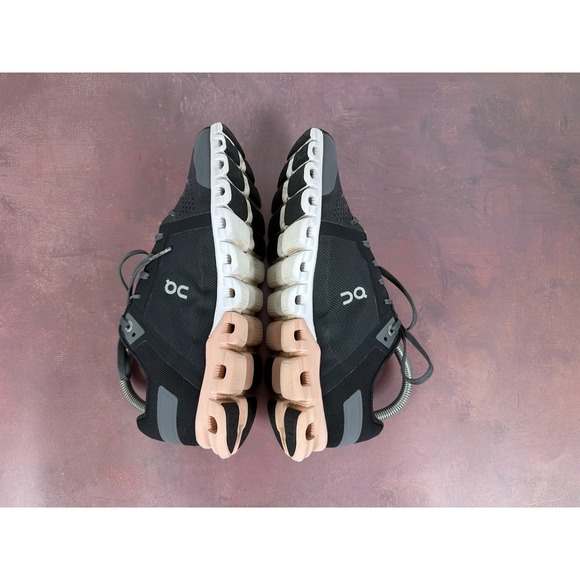 On Running Womens Cloudflow Shoe Size 8 US Gray Black Peach Sneaker Trainer - Picture 6 of 7
